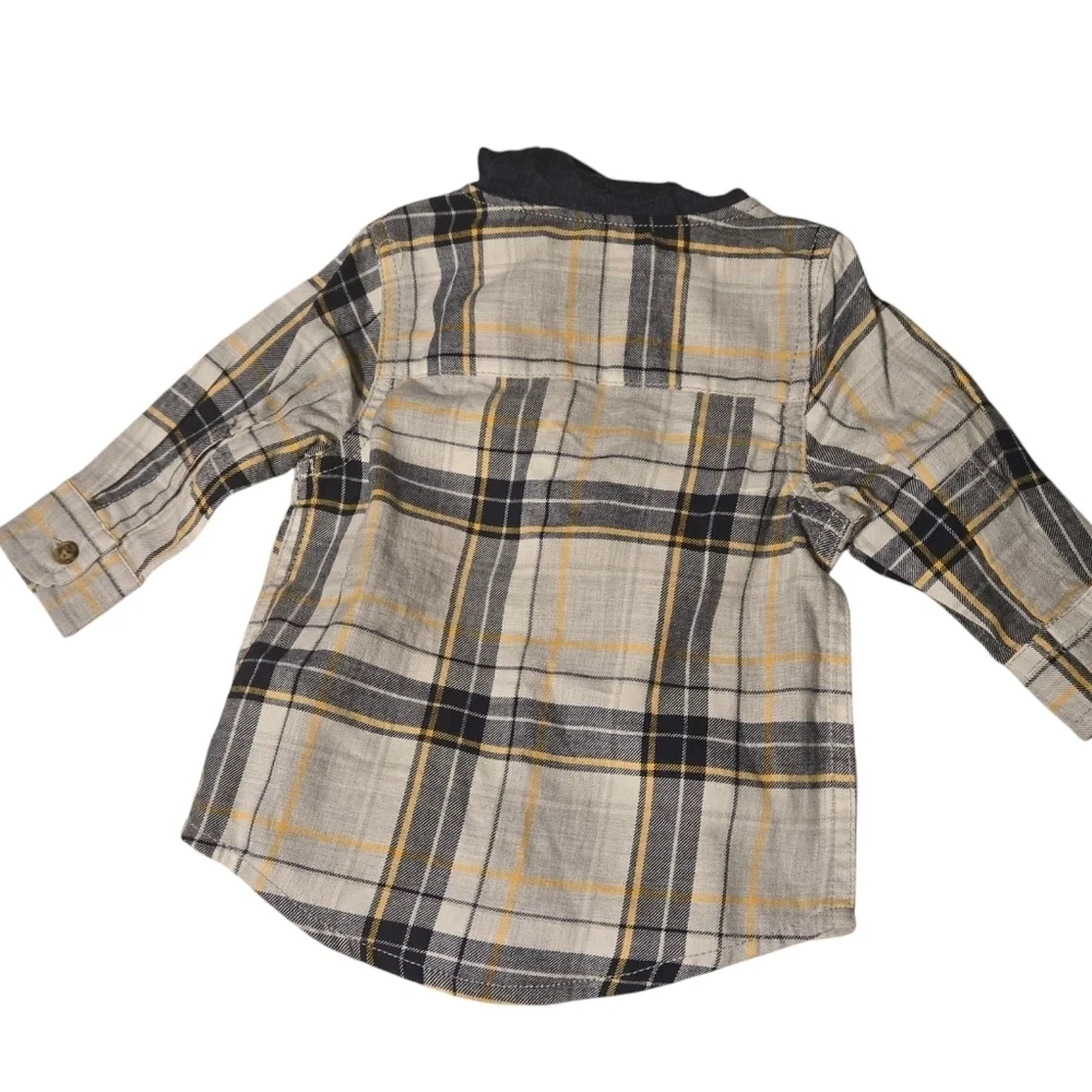 Plaid Hooded Button Up Shirt, Size 3 Months